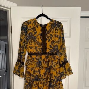 Bebe Floral Yellow and Blue Dress